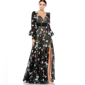 Mac Duggal 79361 Bishop Sleeve Embroidered Dress 100%Authentic Original Designer